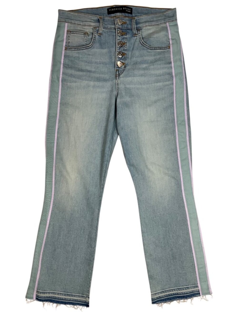 Veronica Beard Carolyn High Rise Baby Boot Cut Jean Tux Stripe 29 8 Aire Blue